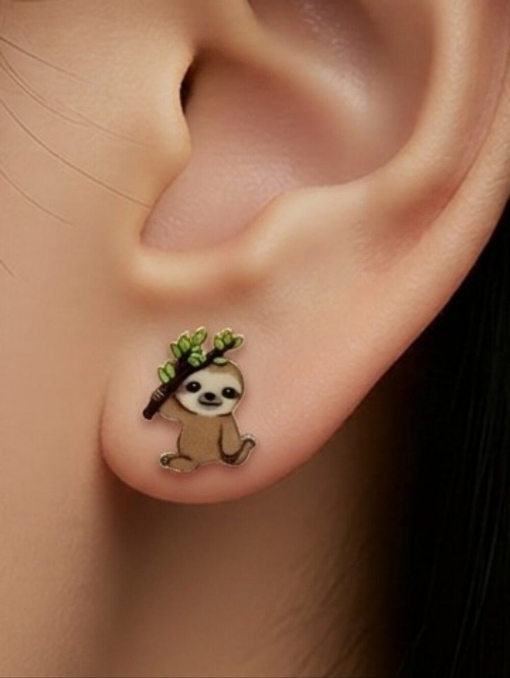 Sloth Earrings Cute Animal Studs Kawaii Wildlife Whimsy Zookeeper Jewelry Gift